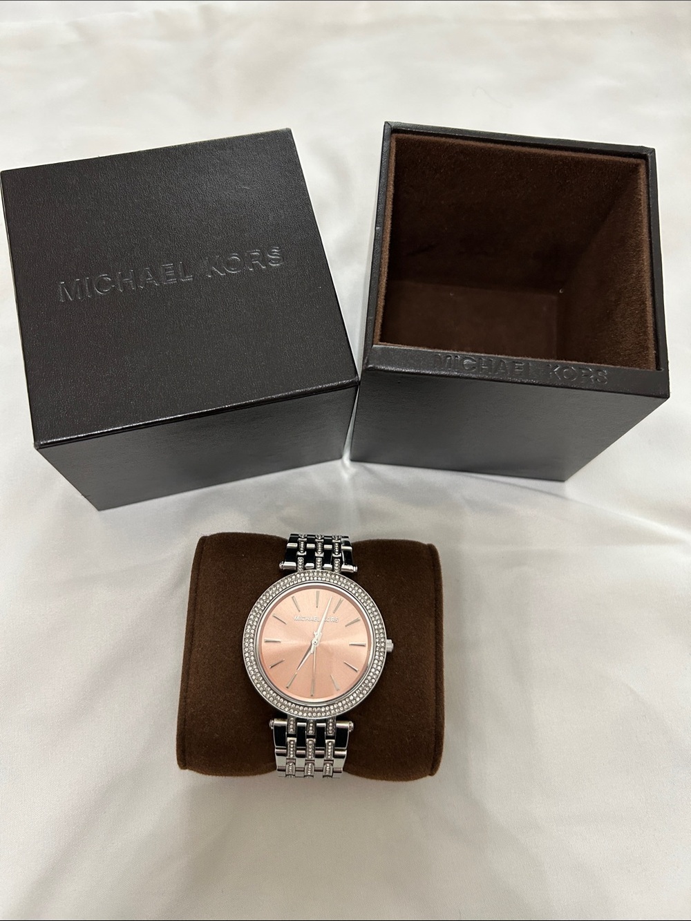 Michael Kors Silver Bracelet Watch with Rose Gold Dial